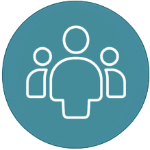 Symbolische Darstellung mehrerer Personen für Alltag, Umfeld und Betroffene.